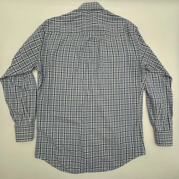 Peter Millar Men's Medium Blue Plaid Check Button Down Long Sleeve Shirt Crown - Picture 4 of 10